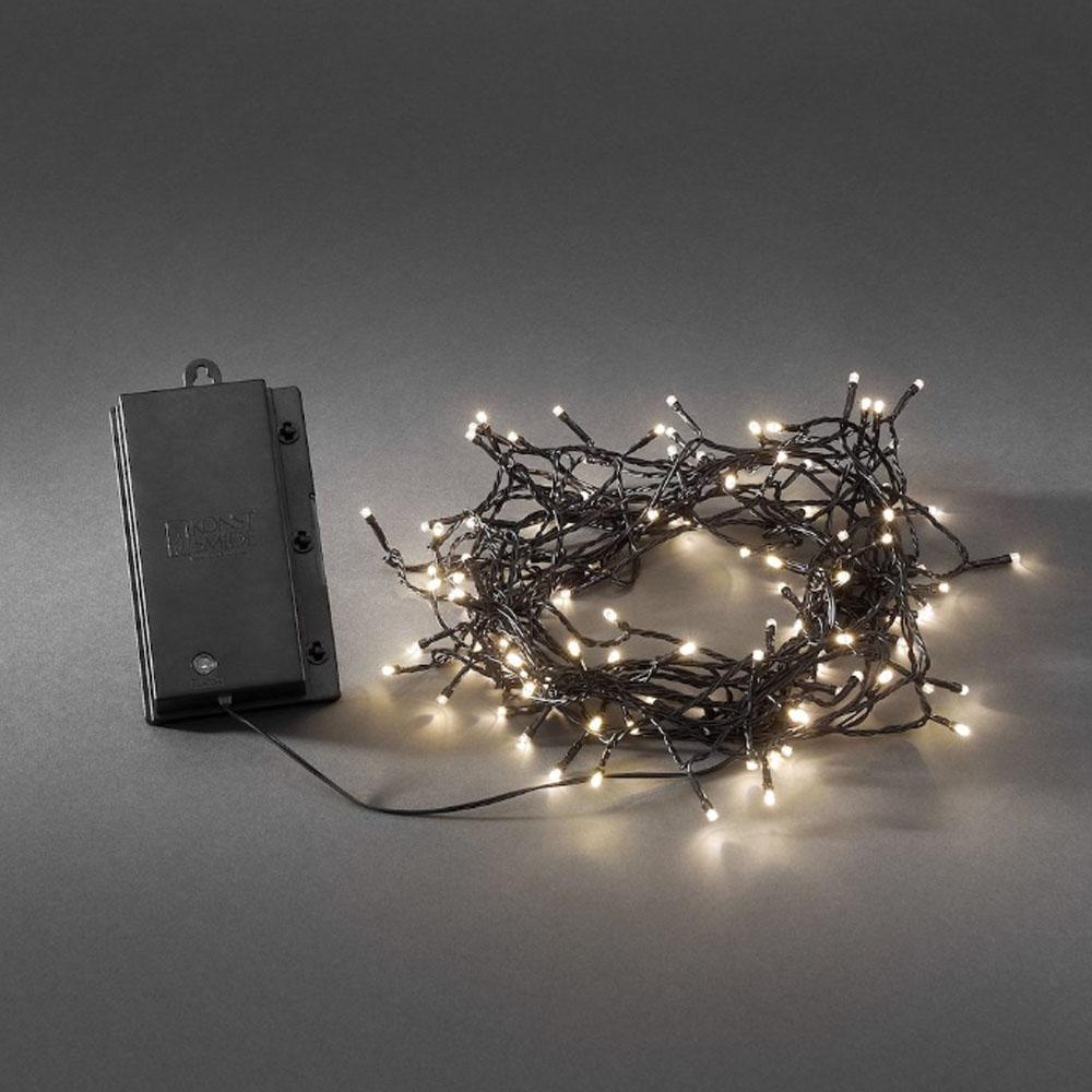 Led lichtsnoer kerstboomverlichting - 120 lampjes - 4x D batterijen - timer en lichtsensor - 11.9 meter - warm wit
