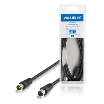 Coax antennekabel coax mannelijk coax vrouwelijk 2,00 m zwart Valu