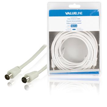 Coax antennekabel coax mannelijk coax vrouwelijk 10,0 m wit Valuel