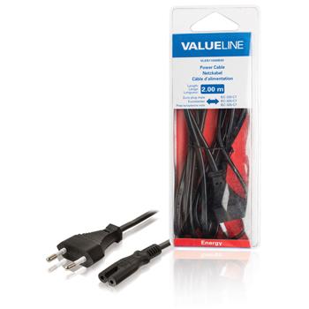 Stroomkabel Euro-plug mannelijk IEC-320-C7 2,00 m zwart Valueline