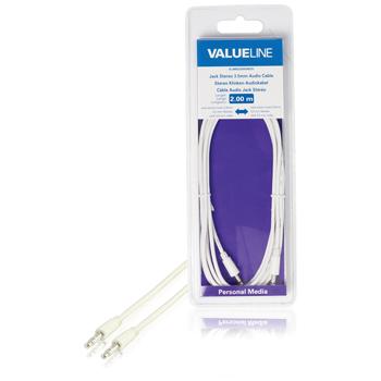 Jack stereo audiokabel 3,5 mm mannelijk 3,5 mm mannelijk wit 2,00 m