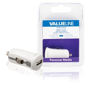 USB-autolader USB A female 12V-autoaansluiting wit Valueline