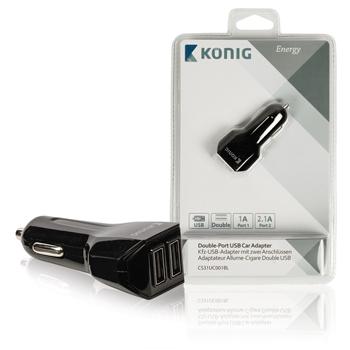 Universele USB-auto-adapter met dubbele poort 1 A en 2,1 A KÃÂ¶nig