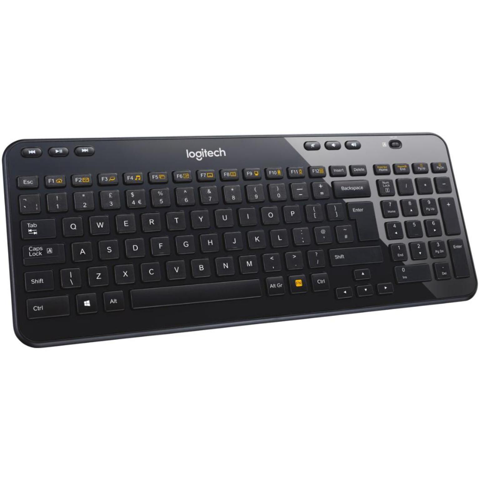 Draadloos toetsenbord - Logitech - Merk: Logitech K360, QWERTY - Aansluiting: Draadloos USB, Extra: Compact, Voeding: AA batterijen (incl)