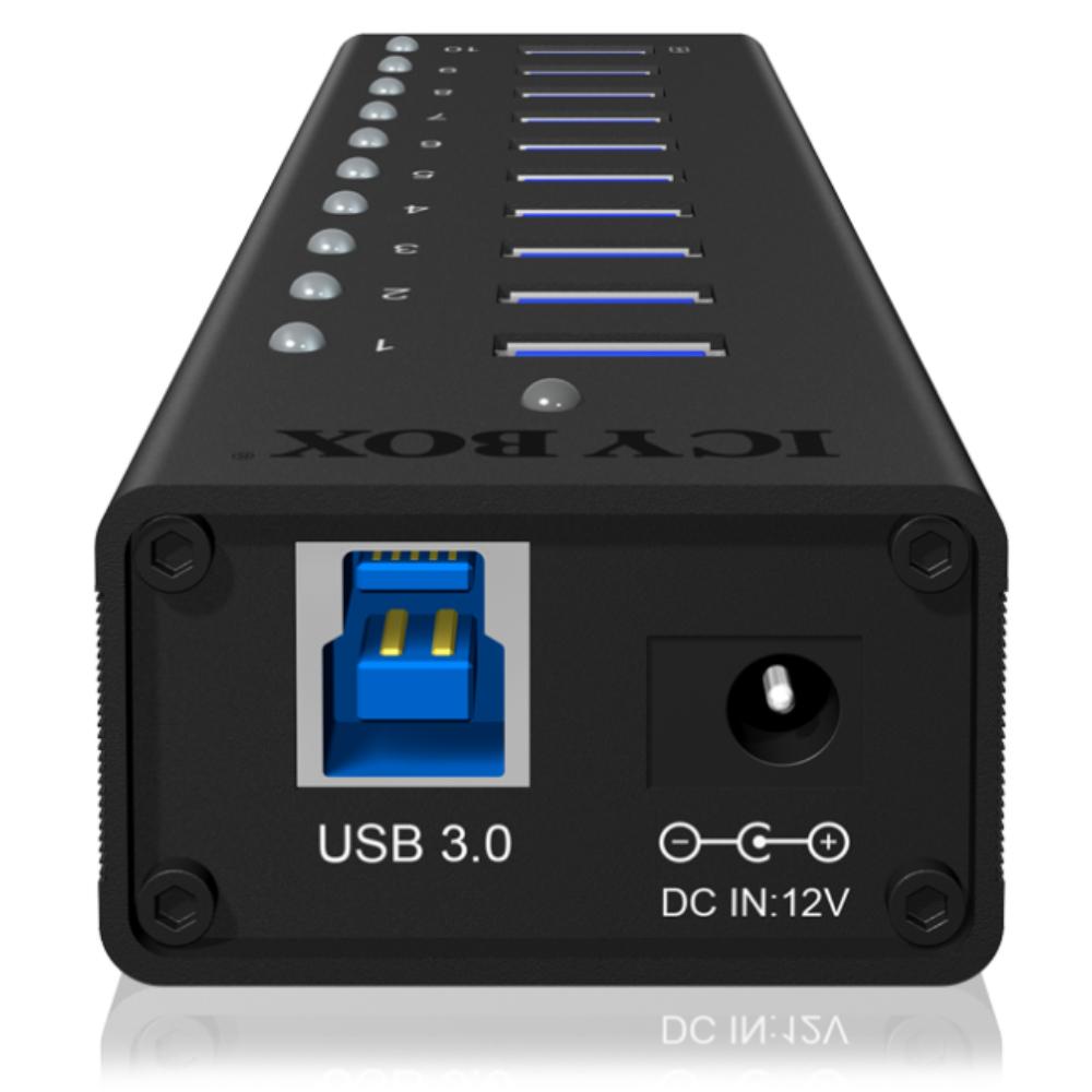 SABRENT 10-Port 60W USB 3.0 Hub with Individual Power Switches and LEDs Including 60W 12V/5A Power Adapter (HB-BU10 SABRENT 10-Port 60W USB 3.0 Hub with Individual Power Switches and LEDs Including 60W 12V/5A Power Adapter (HB-BU10