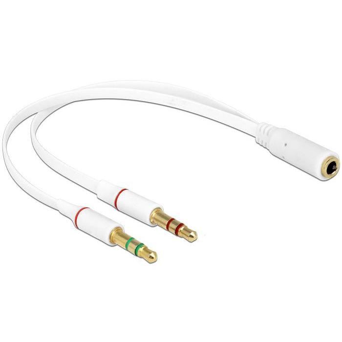 Delock Headset Adapter 1 x 3,5 mm 4-pins jack > 2 x 3,5 mm 3-pins kl - Delock