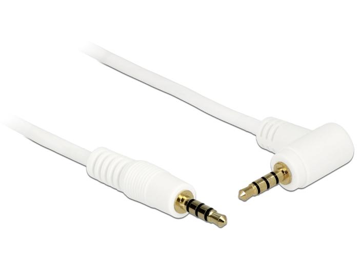 Delock kabel jack 3.5 mm 4 pins male > male angled 0.5 m wit - Delock