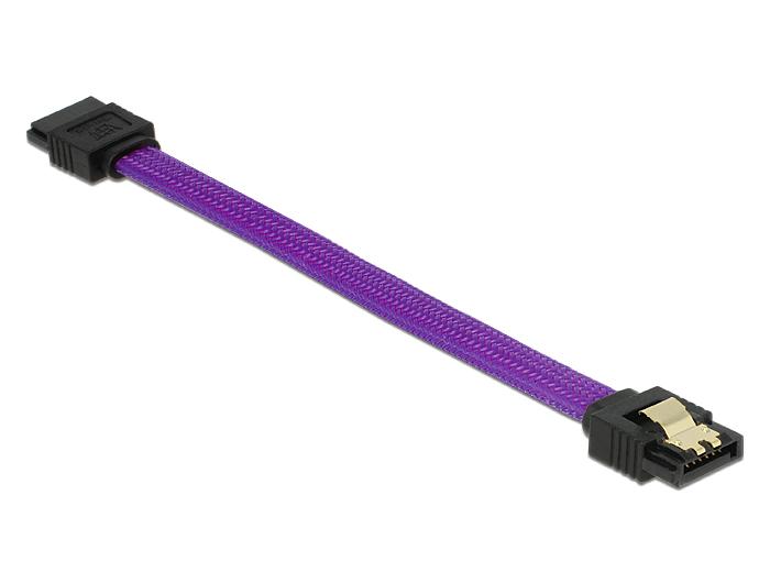 Delock SATA kabel 6 Gb/s 10 cm recht / recht metaal paars Premium - Delock