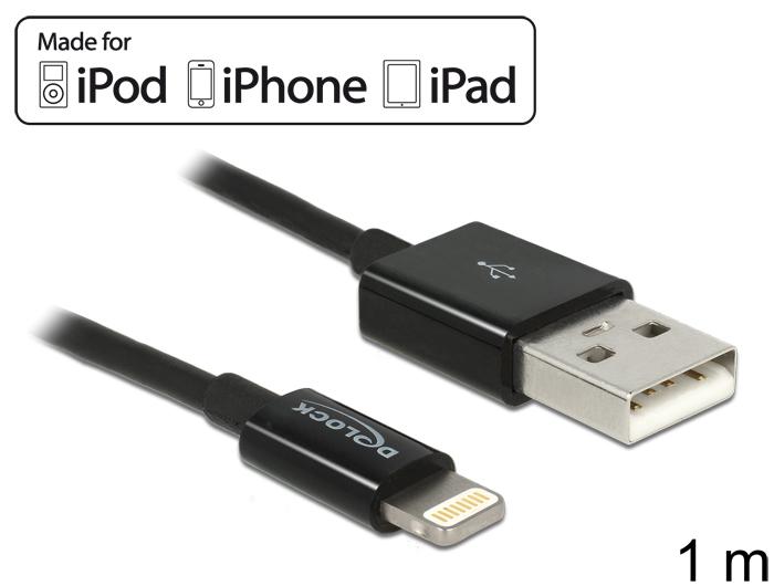 Delock Usb Daten Und Ladekabel Fur Iphone Ipad Ipod Schwarz delock kopen in de aanbieding