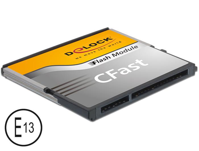 Delock CFast-Card SATA 6 Gb/s 8 GB Typ MLC -40°C ~ +85°C
