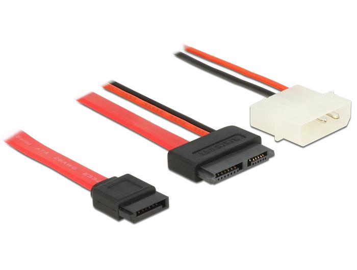 Delock Kabel Slim SATA Stekker > SATA 7 Pin + 2 Pin Stroom Stekker 70 cm - Delock