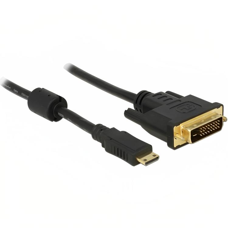 parallel Jachtluipaard kapperszaak HDMI Mini - DVI kabel - Aansluiting 1: Mini HDMI male Aansluiting 2: DVI-D  male Max. resolutie: Full HD@60Hz