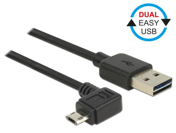 Delock Kabel Easy Usb 20 A Micro B Linksrechts Gewinkelt Stecker delock kopen in de aanbieding