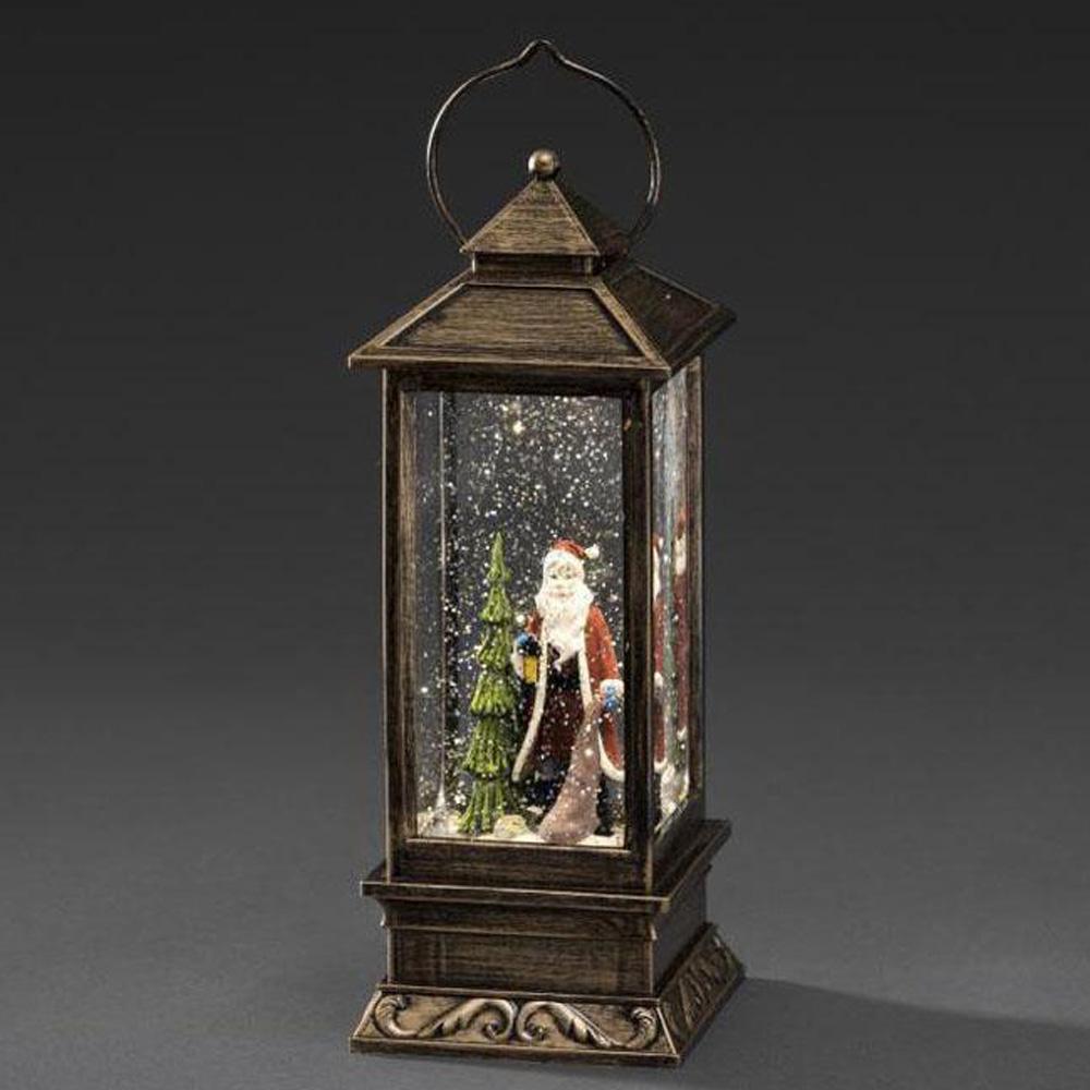 Kerstlantaarn - led kerstverlichting binnen - 1 lampje - 10.5 x 10.5 x 27 cm - warm wit - 3x AA