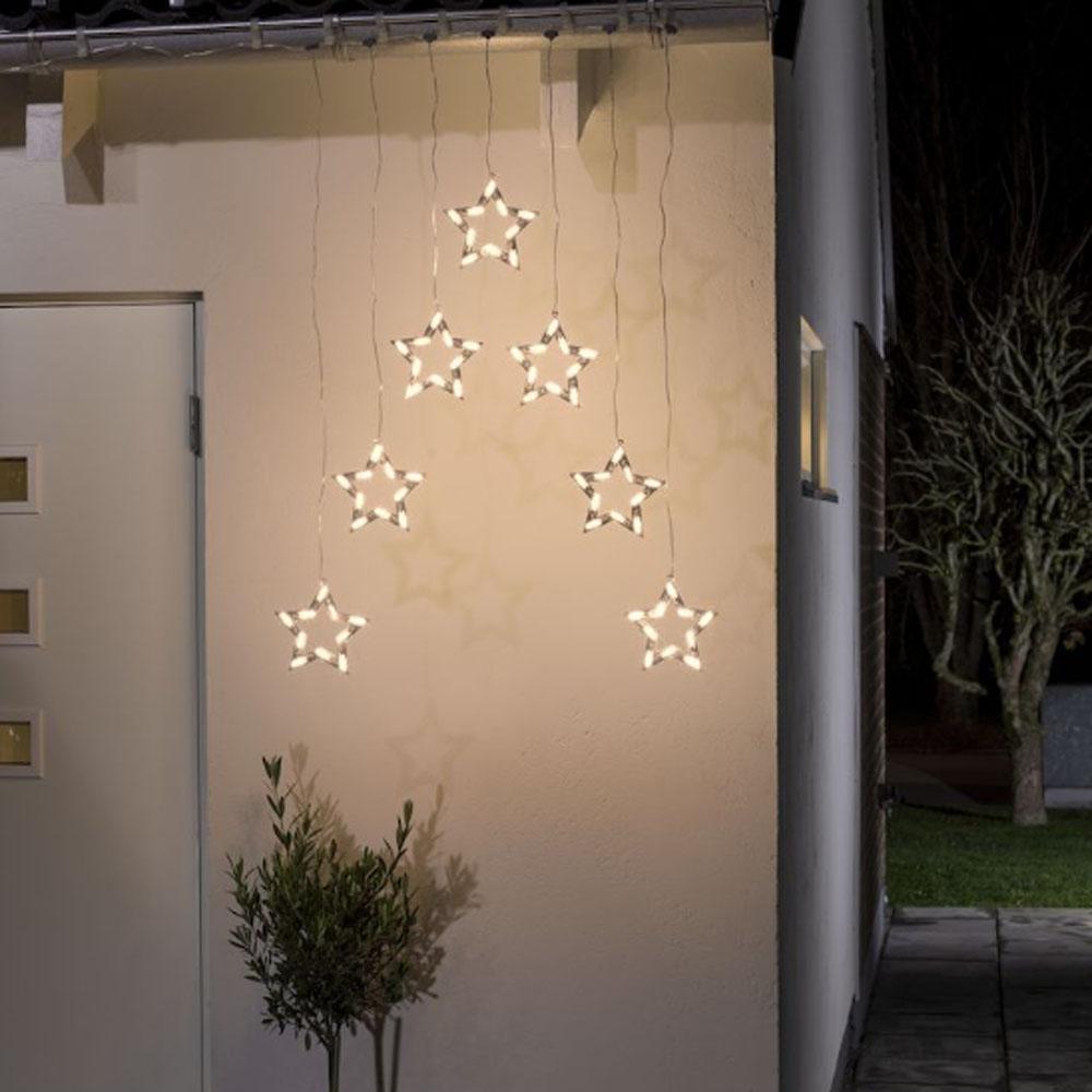 Lichtgordijn - led kerstverlichting buiten en binnen - 7 lampjes - 0.72 meter - warm wit