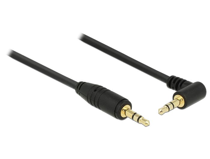 Delock Jackkabel 3,5 mm 3-pins Stekker > Stekker gehoekte 0,5 m zwart - Delock