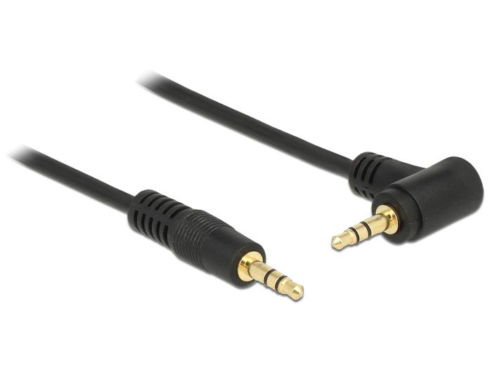 Delock Jackkabel 3,5 mm 3-pins Stekker > Stekker gehoekte 1 m zwart - Delock