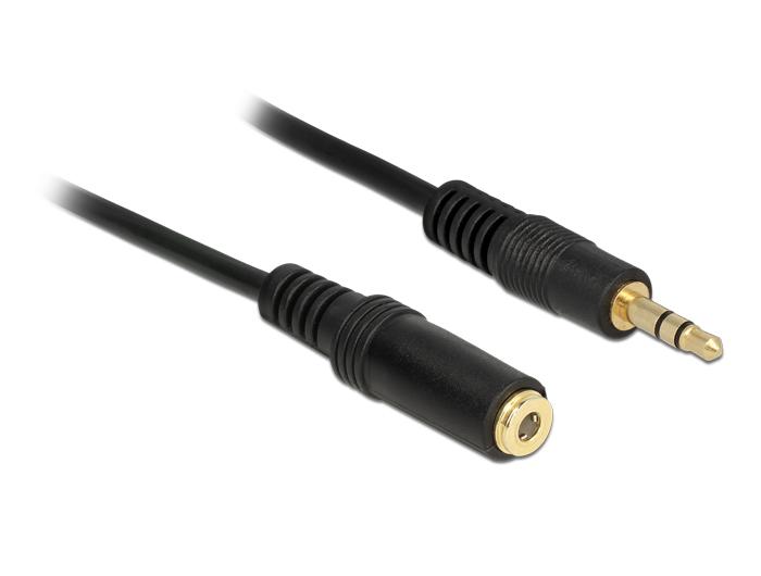 Delock Jackverlengkabel 3,5 mm 3-pins Stekker > Buchse 1 m zwart - Delock