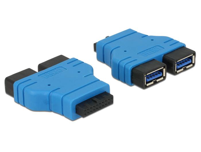 Delock Adapter USB 3.0 Male connector > 2 x USB 3.0 Type-A Female connector ? naast elkaar - Delock