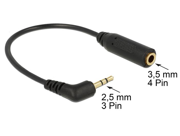 Delock Audiokabel Jackplug 2,5 mm 3-pins > Jackaansluiting 3,5 mm 4-pins - Delock