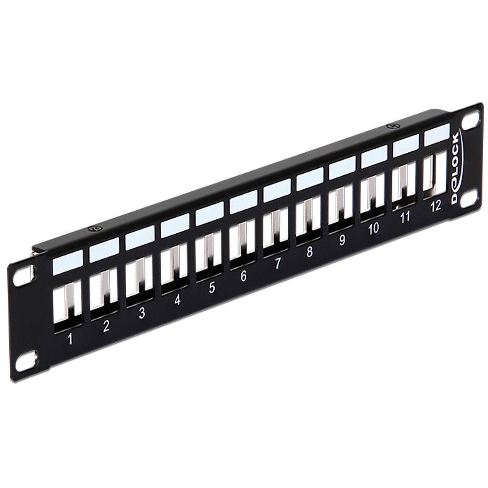 Patchpaneel 12-poorts – Keystone – 10 inch – 1U – zwart