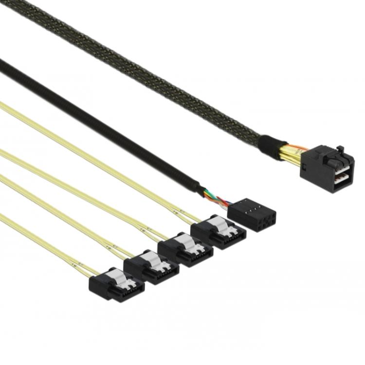 Delock Kabel Mini SAS HD SFF-8643 > 4 x SATA 7 Pin Reverse + Sideband
