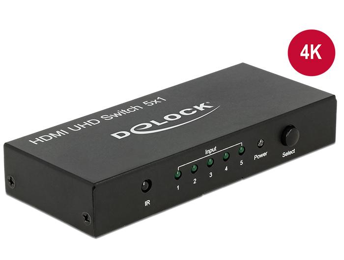 Delock HDMI UHD Schakelaar 5 x HDMI ingang > 1 x HDMI uitgang 4K - Delock