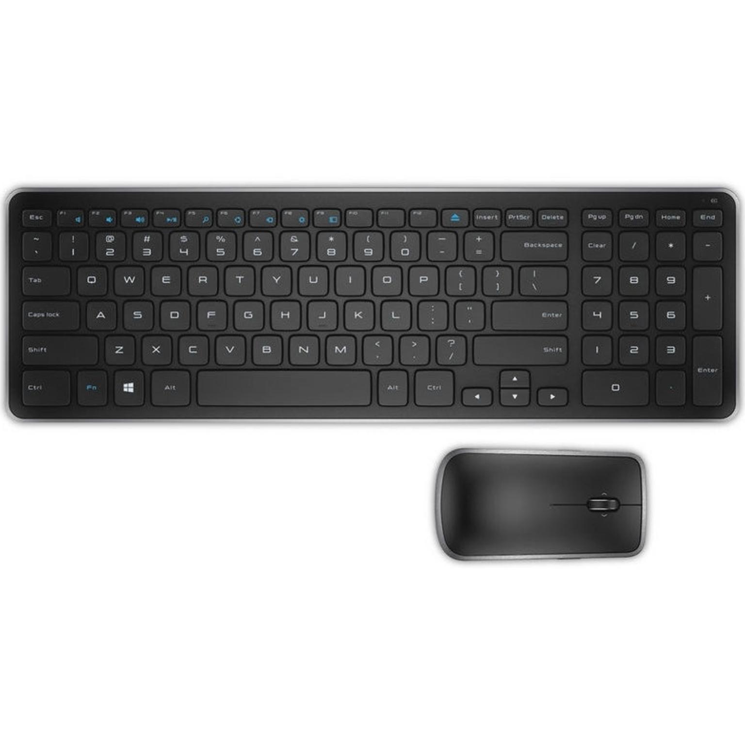 Draadloos toetsenbord met muis - Dell - Merk: Dell KM714, Indeling: - Rubberdome, Aansluiting: Draadloos USB, Extra: Compact, Voeding: 1xAA/2xAAA batterijen (incl).