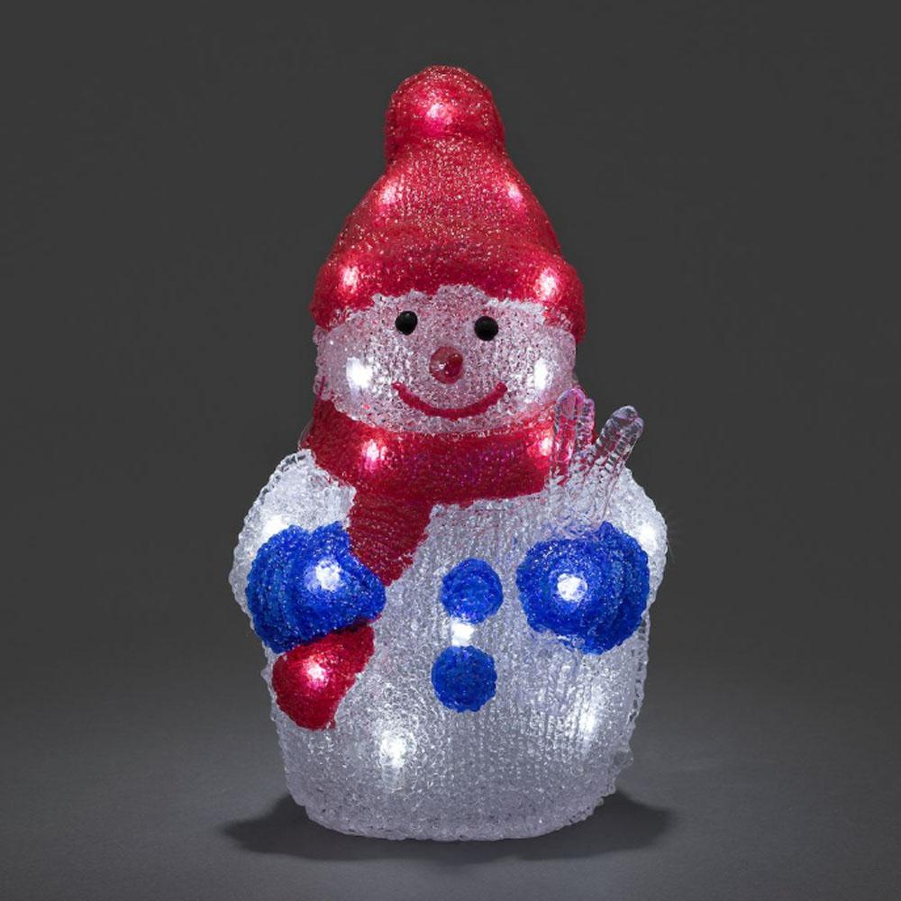 Sneeuwpop - led kerstverlichting buiten en binnen - 24 lampjes - 19 x 31 cm - koud wit - 4x AA