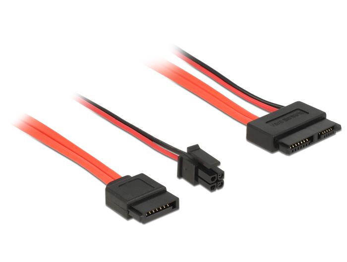 Delock Kabel SATA 6 Gb/s 7-pins female + 4-pins power male > Slim SATA 13 - Delock