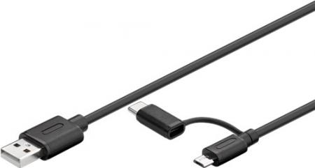 2 1 Micro Usb B Kabel Met C Adapter Quality4All quality4all kopen in de aanbieding