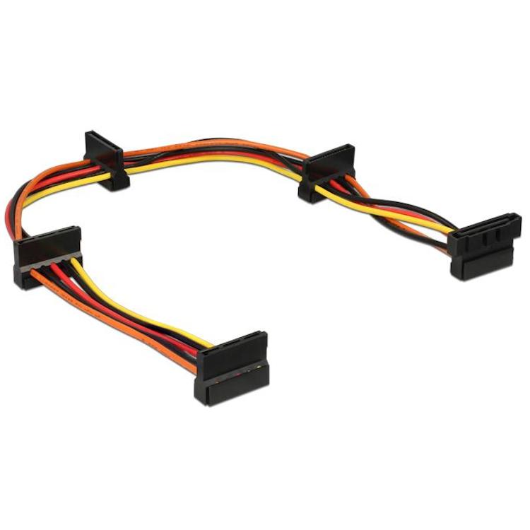 SATA voedingskabel - Aansluiting 1: 7 polig SATA female, Aansluiting 2