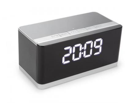DRAADLOZE MINI HIFI-LUIDSPREKER MET HORLOGE AUX + FM + USB + MICRO-USB