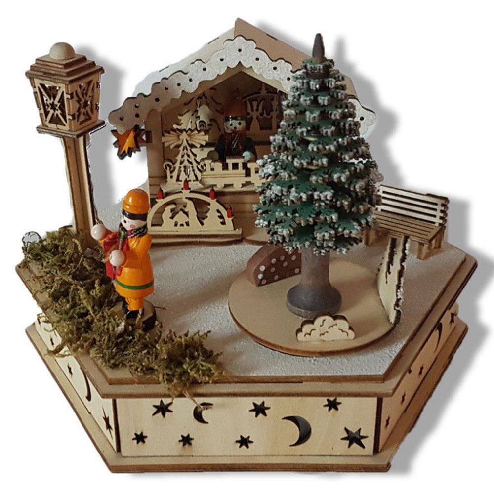 Kersthuisje - led kerstverlichting binnen - 1 lampje - 20 x 16 cm - warm wit - 2x AA