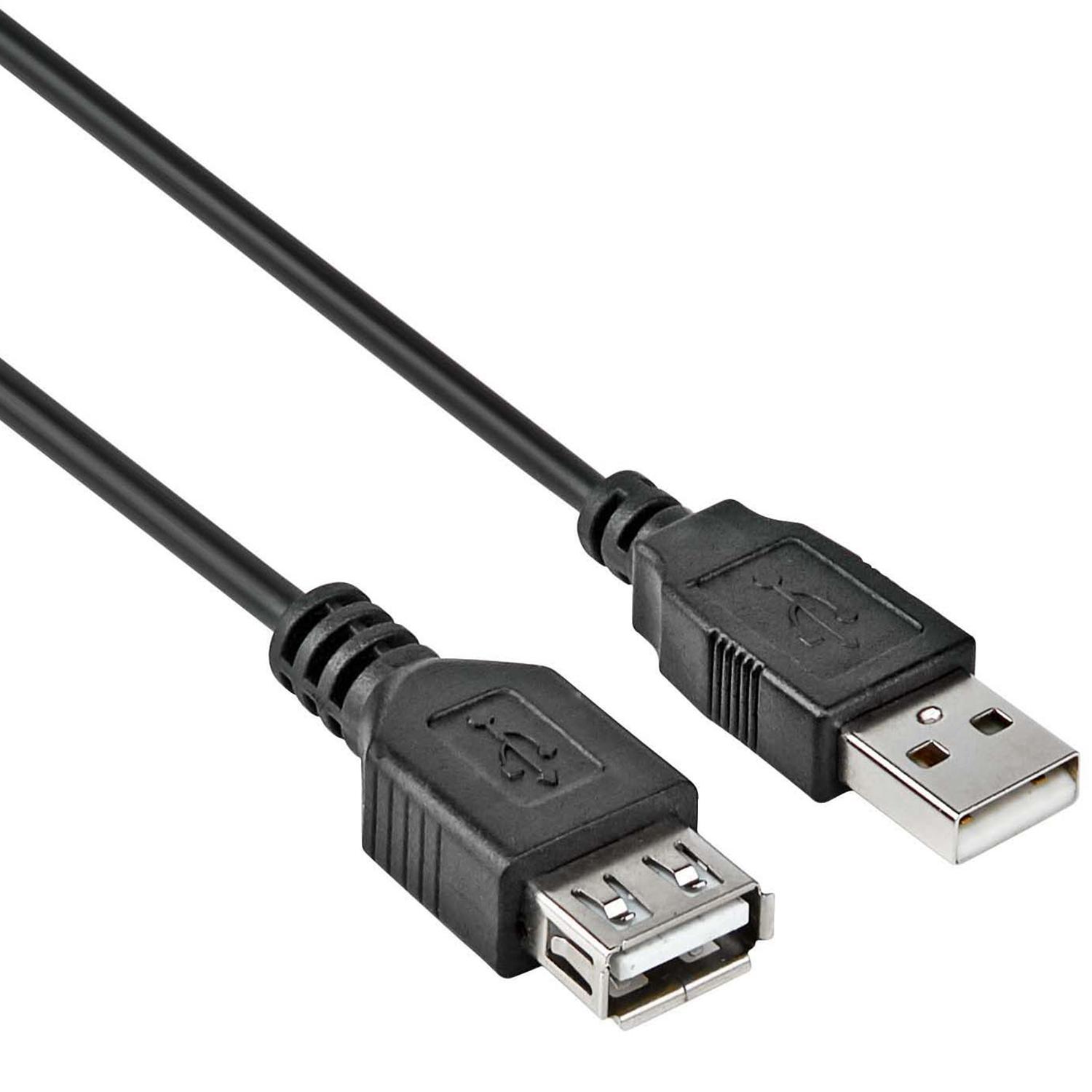 2.0 kabel - Merk: Allteq 1: USB A male Aansluiting 2: USB A female Kleur: Zwart