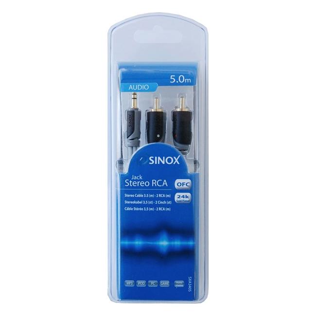 Sinox Plus Aansluitkabel 35Mm Stereo 2Xrca 5 Mtr sinox plus kopen in de aanbieding
