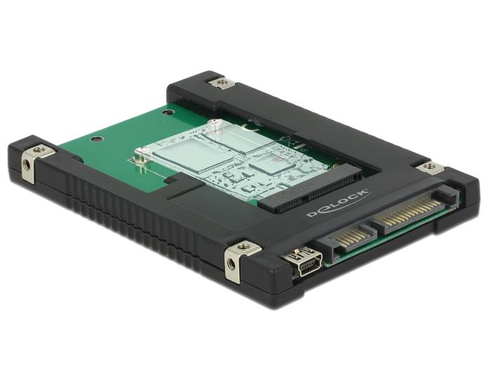 2,5″ Converter SATA 22 Pin / USB 2.0 Type Mini-B > 1 x mSATA / Mini PCIe Slot - Delock
