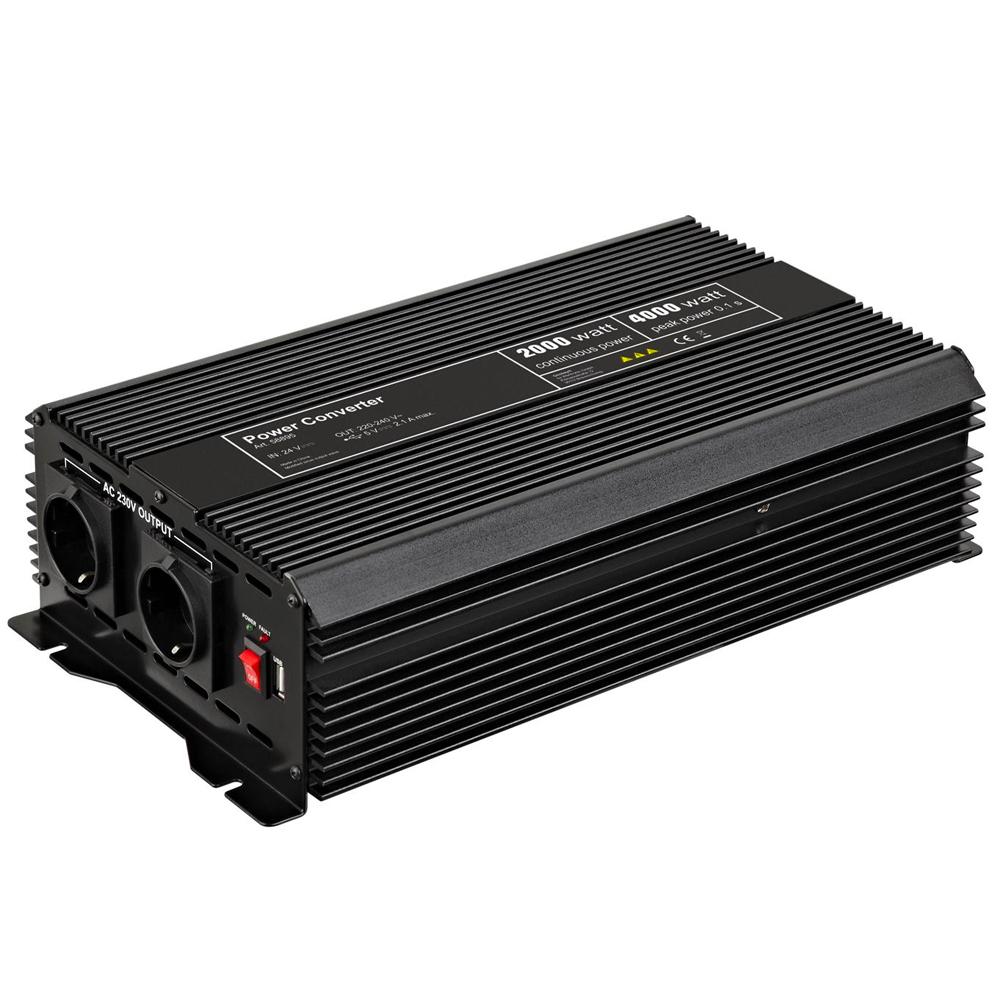 Omvormer - 24 naar 230 Volt - DC - 2000 Watt - Goobay