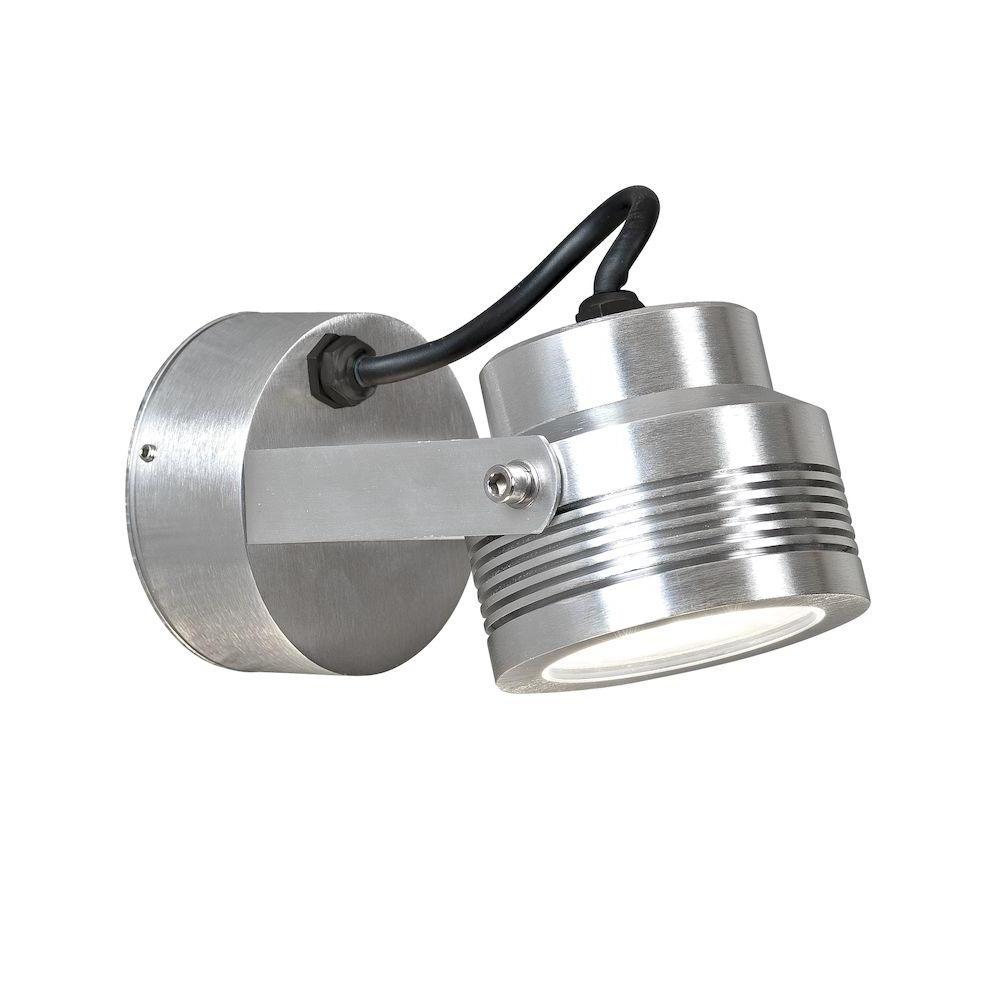 Monza PowerLED 230V wandrichtspot, diameter 9.5cm, zwenkbaar, 6x 1W - Zilver