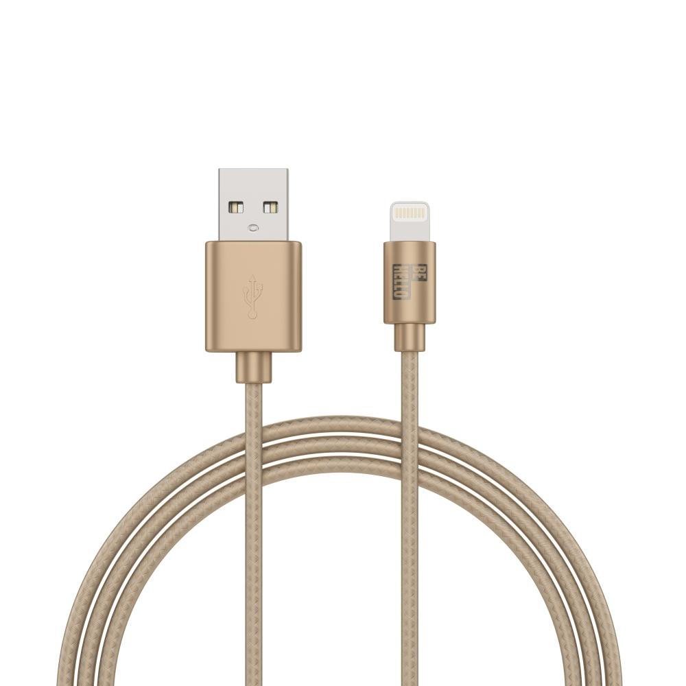 Behello Charge And Synch Cable Lightning 1M Braided Gold behello kopen in de aanbieding