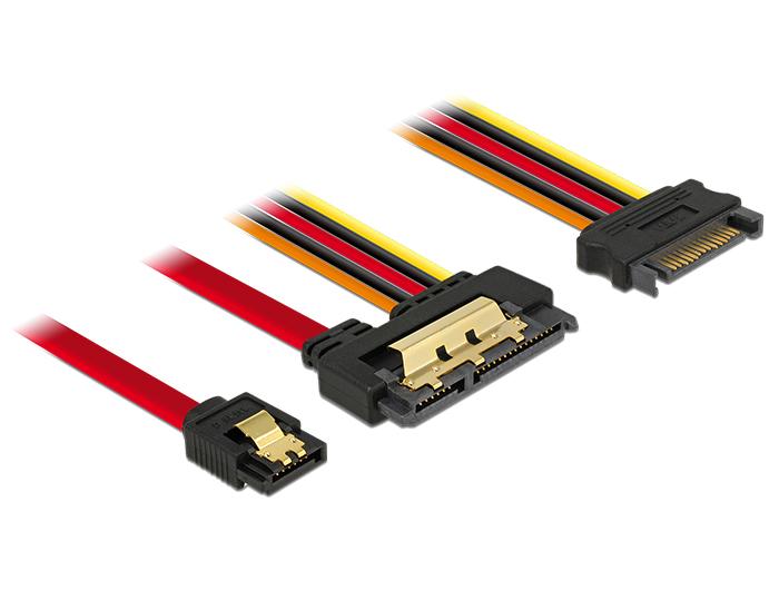 Delock Kabel SATA 6 Gb/s 7 Pin Vrouwelijk + SATA 15 Pin Power Stekker - Delock