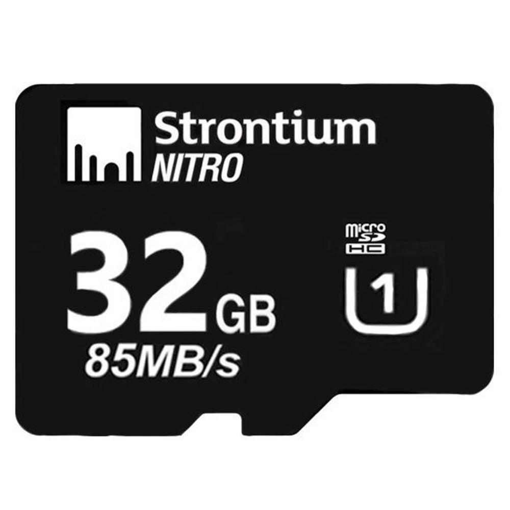 Micro SDHC geheugenkaart - GB - Micro SDHC geheugenkaart, Merk: Strontium - Nitro 466X, Leessnelheid: 70 MB/s, Schrijfsnelheid: 20 MB/s, Opslagcapaciteit: 32 GB.