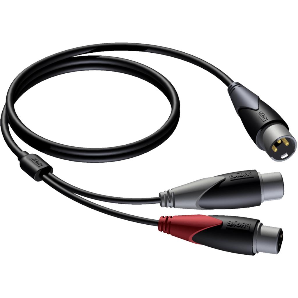 XLR kabel Gebalanceerd Aansluiting 1 1x XLR male, Aansluiting 2 2x XLR female, 2 meter. XLR kabel Gebalanceerd Aansluiting 1 1x XLR male, Aansluiting 2 2x XLR female, 2 meter.