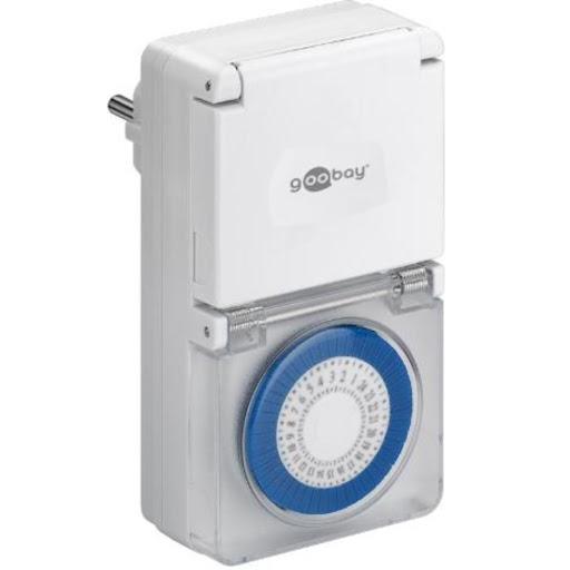 Analogue timer IP44 controls electronic devices easily and precisely