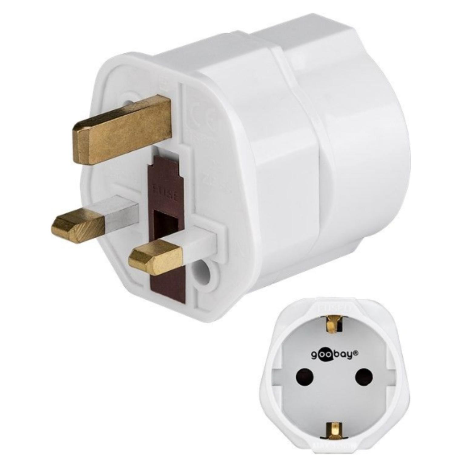 ENGELAND - Reisstekker Engelse Adapter, Reisstekker, Geschikt voor gebruik in geselecteerde land, Geschikt voor apparaten met type A,C, vermogen: 2200 Watt, Spanning/stroom: 230 Volt/13 Ampère, Zekering: Ja, Geaard: