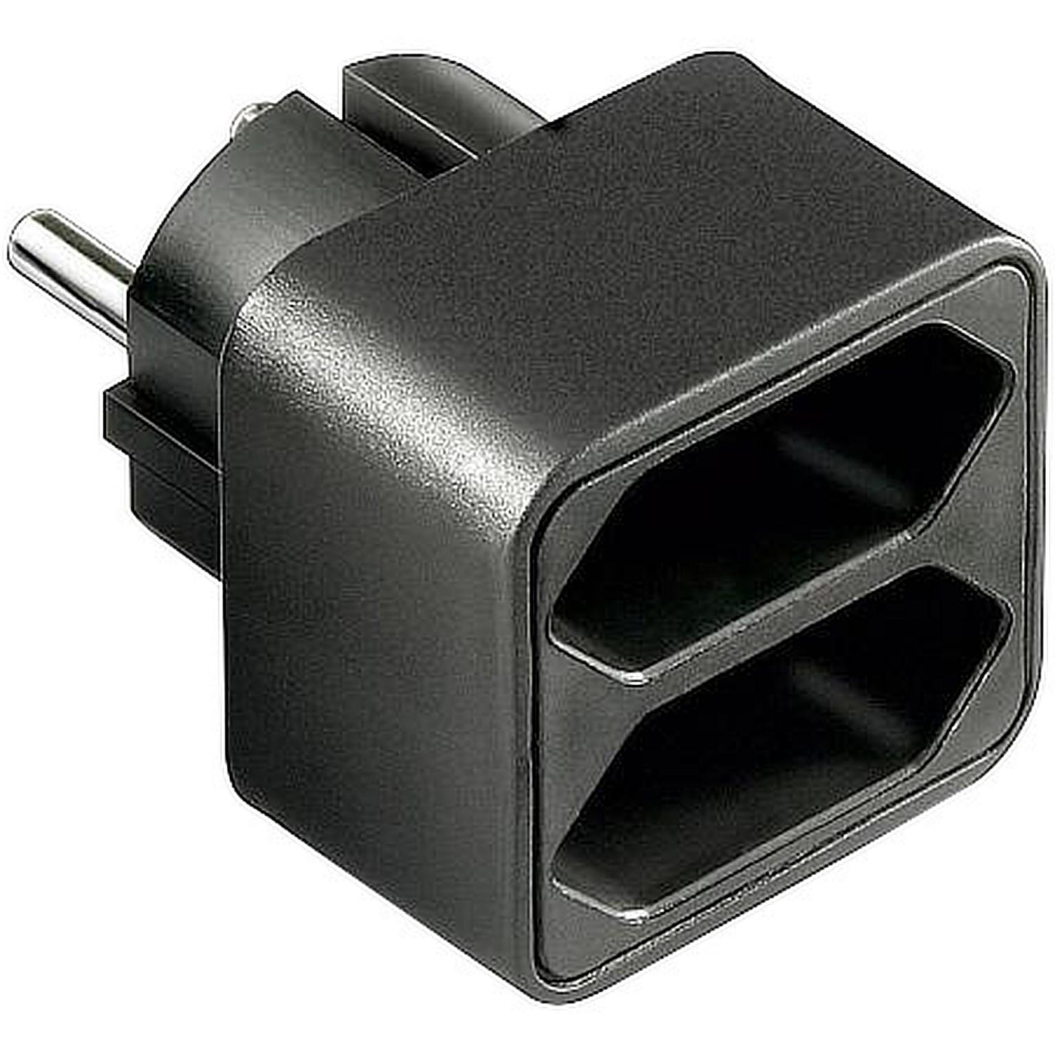 Splitter - 2-voudige stopcontakt splitter - zwart, Type aansluiting: 2 x euro, 230 Ampere: 16