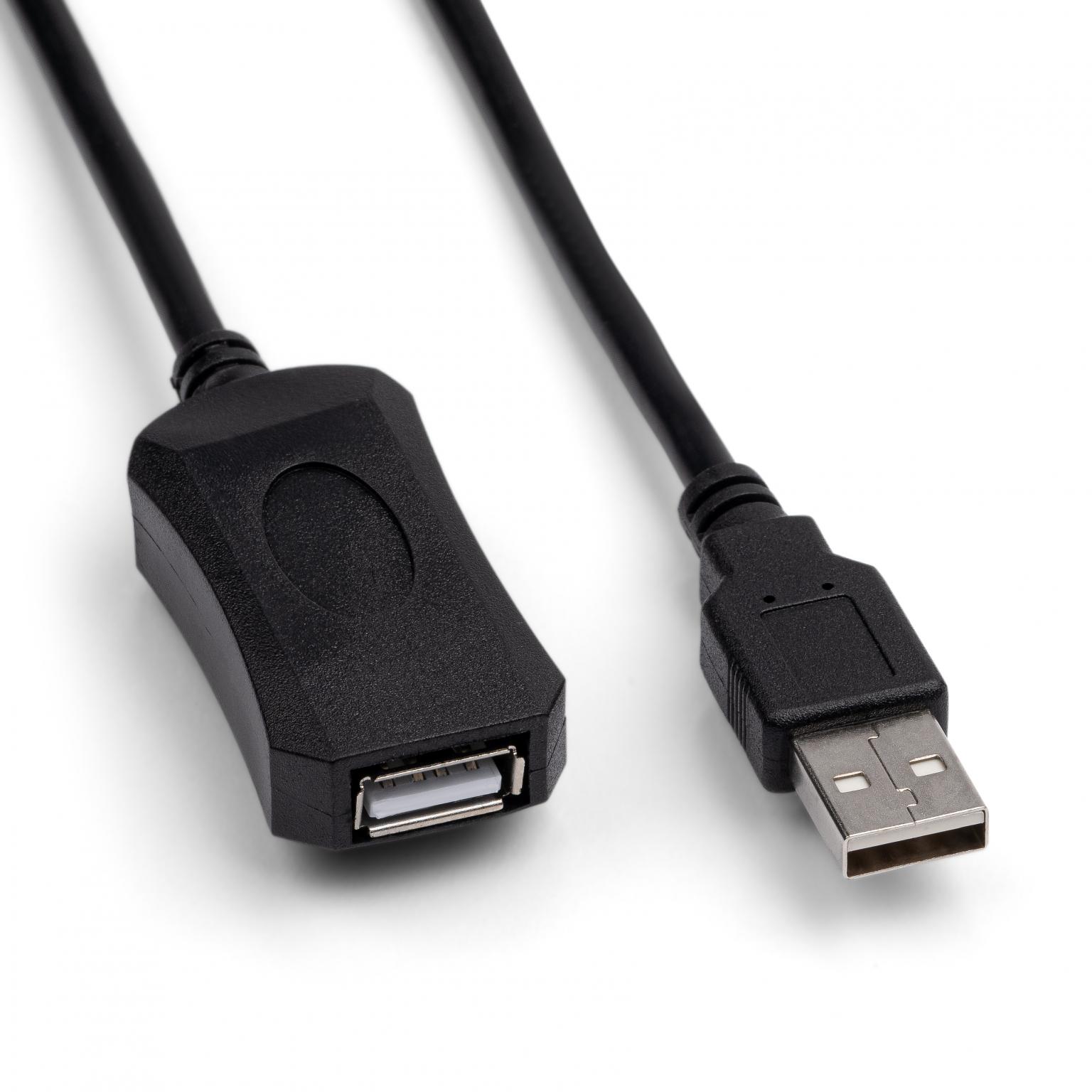 verlengkabel met versterker - A naar USB A verlengkabel - Zwart, Versie: 2.0 - - Verlengkabel met Aansluiting 1: USB A male, Aansluiting 2: USB A female, Lengte: 10 meter.