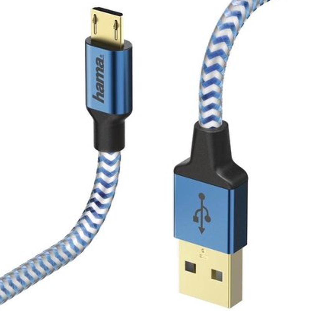 Oplaad Gegevenskabel Reflective Micro Usb 15 M Blauw Hama hama kopen in de aanbieding