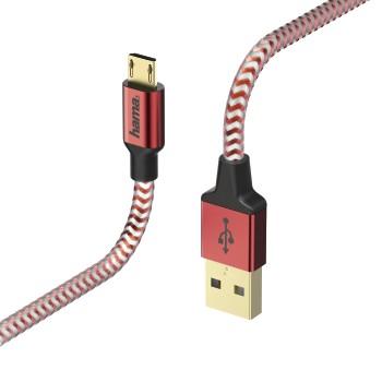 Oplaad Gegevenskabel Reflective Micro Usb 15 M Rood Hama hama kopen in de aanbieding