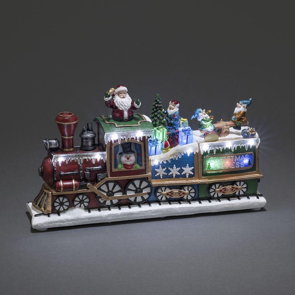 Led kersthuisje - 6 lampjes - 3x AA batterijen - 34 x 19 centimeter - animatie en muziek - multicolor